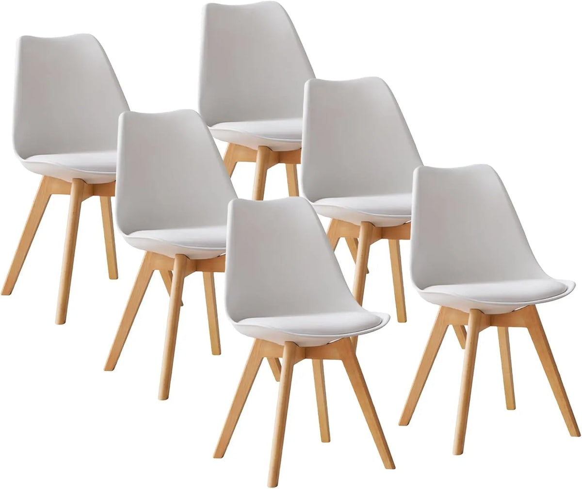 Lot de 6 Chaises Scandinaves pour Salle à Manger en Blanc