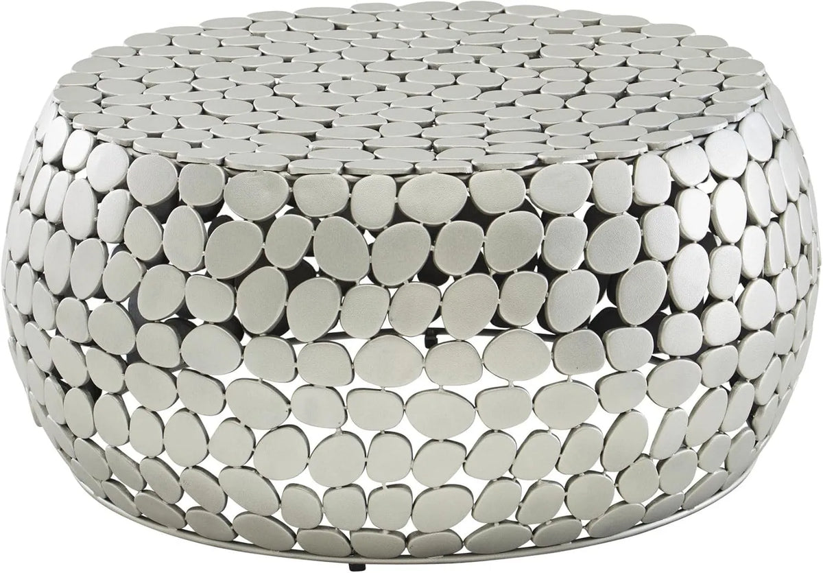 FineBuy Table Basse Ronde en Aluminium Argenté 66x66x32 cm | Table de Salon Moderne en Métal | Petite Table d'Appoint