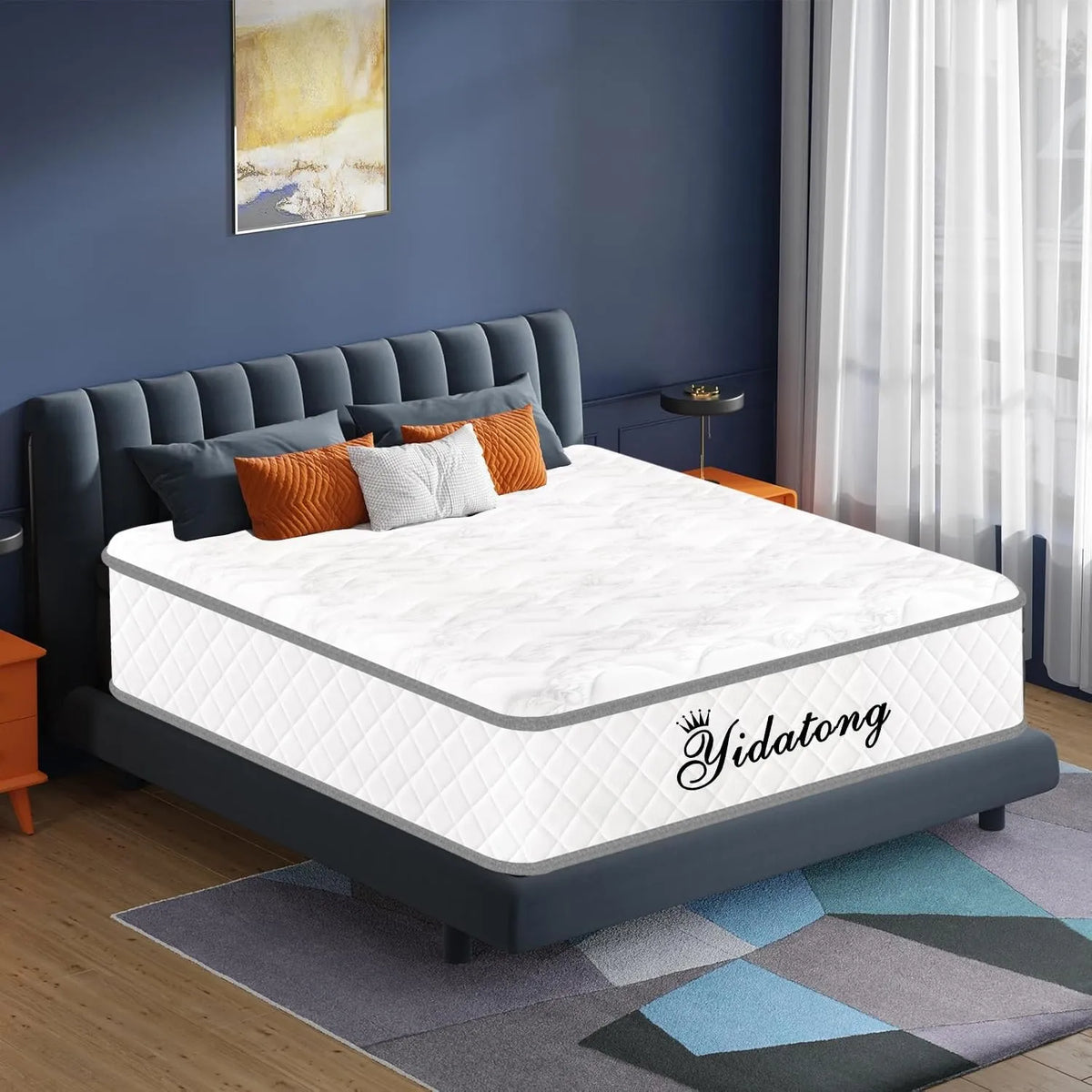 Matelas Ergonomique 140x190cm - Mémoire de Forme et Ressorts - Confort Mi-Ferme 7 Zones - Isolation et Soutien Optimal
