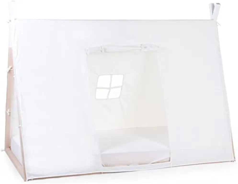 Tente Tipi Cabane Enfant en Coton Blanc 90x200 cm