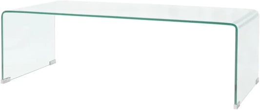 Table Basse Design en Verre Trempé 98x45x30 cm, Transparente