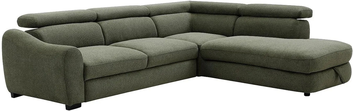 Canapé d'angle convertible droit en tissu vert texturé BESEMA - Vente-unique