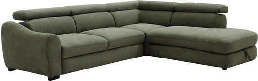 Canapé d'angle convertible droit en tissu vert texturé BESEMA - Vente-unique