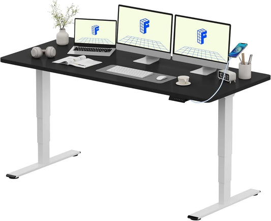 Bureau Électrique Réglable FLEXISPOT 180x80 cm avec Double Moteur et USB, Charge 120 kg, Noir