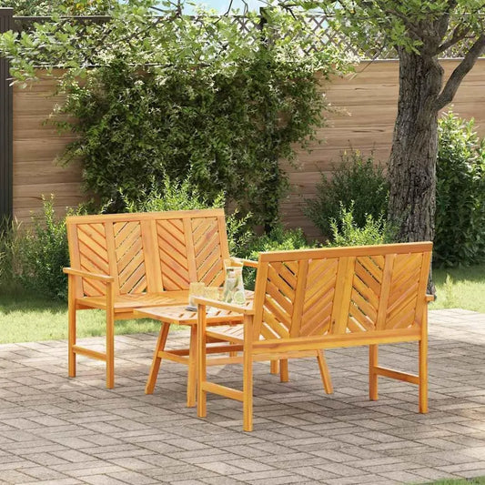 Ensemble de Jardin Acacia pour 4 Personnes avec Table et Bancs, Design Compact et Moderne