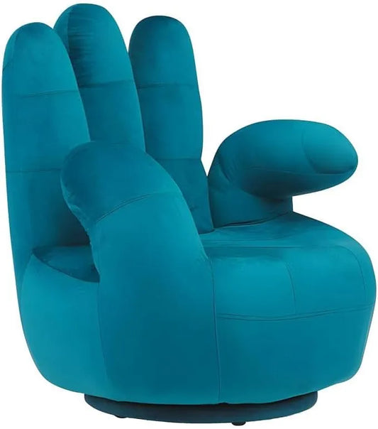 Fauteuil pivotant Catchy en velours bleu canard