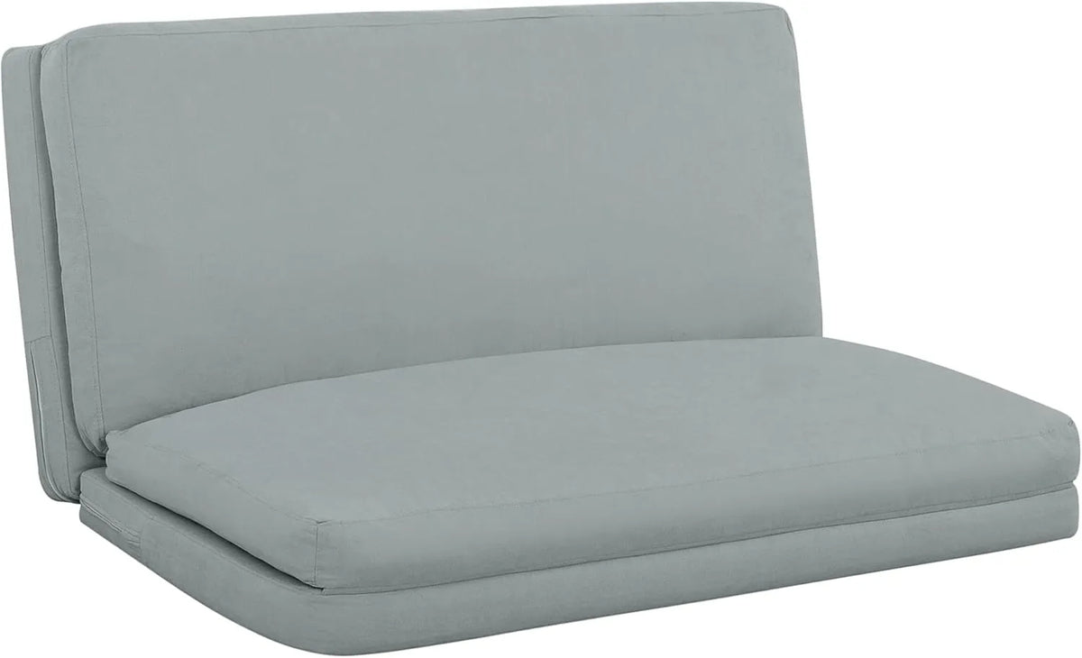 Canapé-Lit 2 Places Convertible avec Matelas Pliable en Tissu Lin 137 cm - Gris Clair