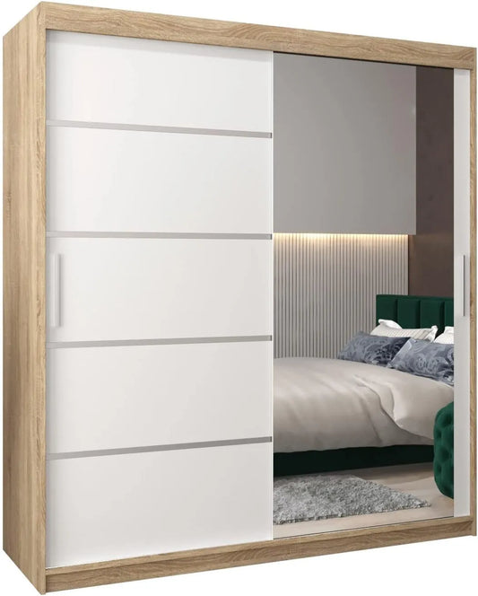Armoire à Portes Coulissantes avec Miroir pour Chambre Adulte - Verona 2