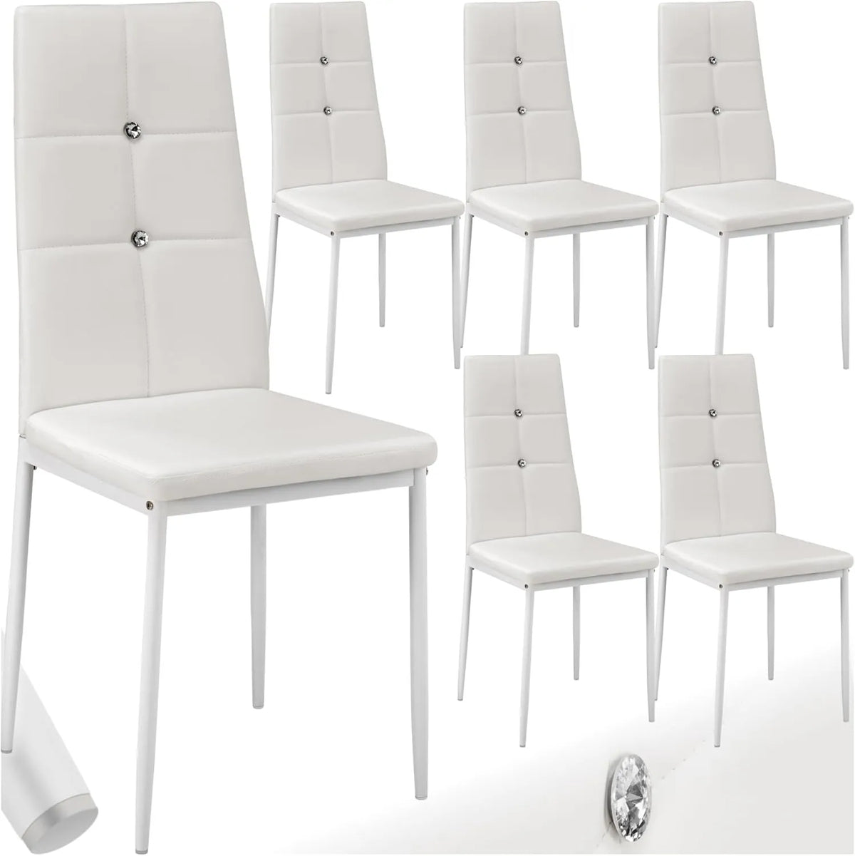 Ensemble de 6 chaises design en cuir synthétique avec pieds en acier pour salle à manger et salon