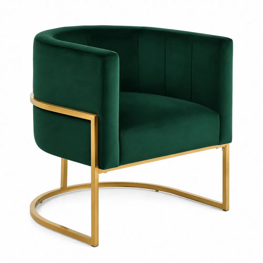 Fauteuil en velours polyester cadre en métal doré 80x70x75 cm