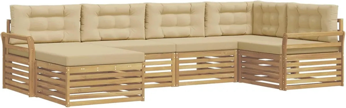 Ensemble de Canapés d'Extérieur 6 Pièces Blanc et Beige, Mobilier de Jardin Moderne et Durable