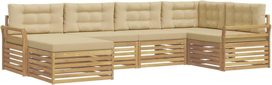 Ensemble de Canapés d'Extérieur 6 Pièces Blanc et Beige, Mobilier de Jardin Moderne et Durable
