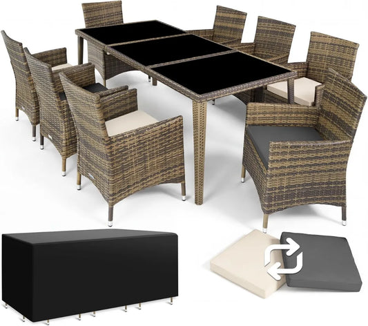Ensemble de Salon de Jardin en Aluminium avec Table et Fauteuils en Rotin - Mobilier Extérieur Facile à Entretenir