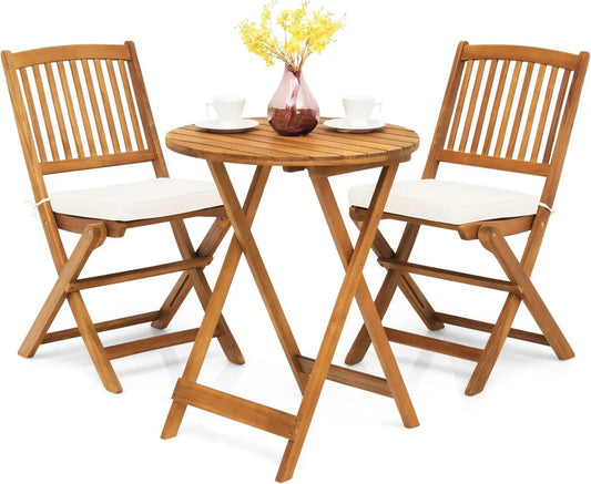 Ensemble de Jardin 2 Places en Bois d'Acacia avec Coussins Amovibles pour Terrasse