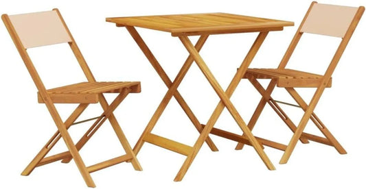Ensemble Bistro 3 Pièces Beige en Bois et Tissu