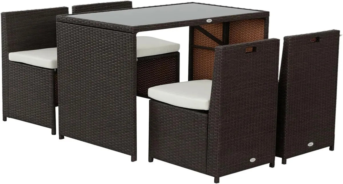 Ensemble de Jardin Outsunny en Résine Tressée avec 4 Chaises et Table Chocolat
