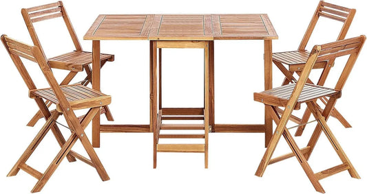 Ensemble de Jardin en Acacia Pliable pour 4 Personnes - Table et Chaises Extérieures