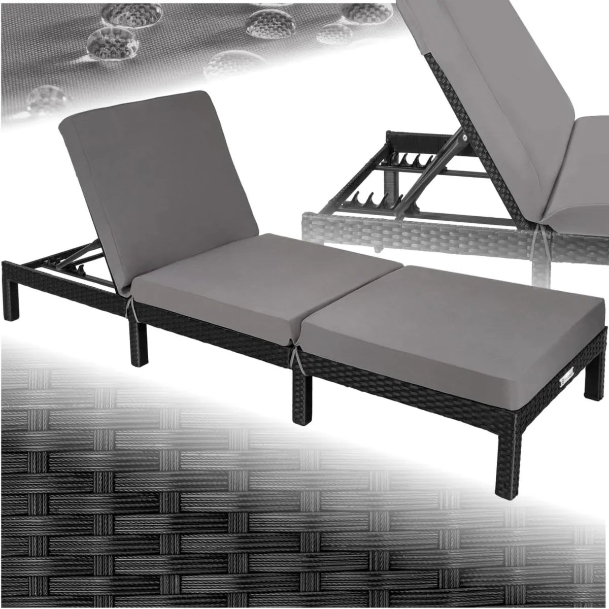 Chaise Longue de Jardin en Résine Tressée avec Dossier Réglable - Mobilier d'Extérieur Piscine et Plage