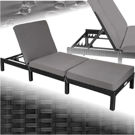 Chaise Longue de Jardin en Résine Tressée avec Dossier Réglable - Mobilier d'Extérieur Piscine et Plage