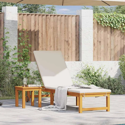 Ensemble de 2 transats en bois d'acacia brun, dossier ajustable, résistant aux intempéries, pour jardin, piscine, terrasse et balcon