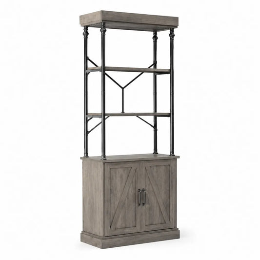 Étagère en Bois et Métal Gris