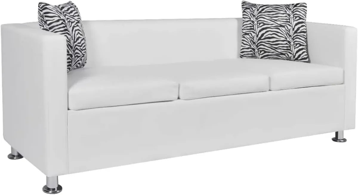 ARKEM Canapé 3 Places en Cuir Synthétique Blanc, Housse de Protection pour Canapé d'Extérieur