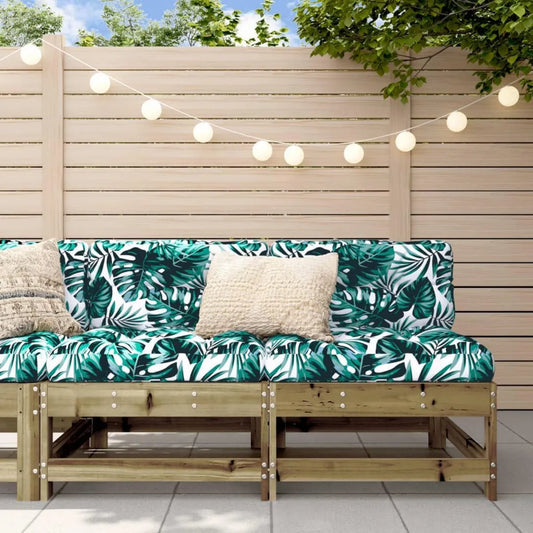 Ensemble de 2 Canapés Modulaires en Bois de Pin avec Coussins pour Jardin et Terrasse