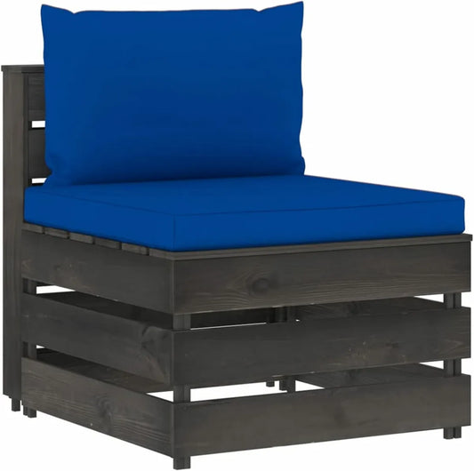Ensemble de Canapés Modulaires Gris en Bois pour Jardin
