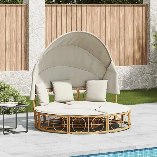 Ensemble modulaire de jardin en rotin avec auvent rétractable et coussins confortables