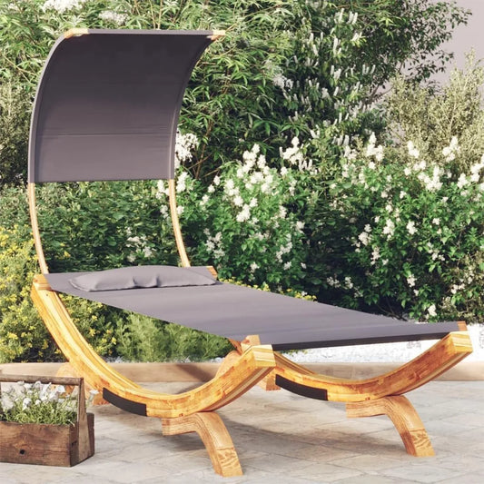 Transat de Jardin en Bois Massif avec Toit Réglable, Anthracite 100 x 200 cm - Parfait pour Terrasse, Balcon et Piscine
