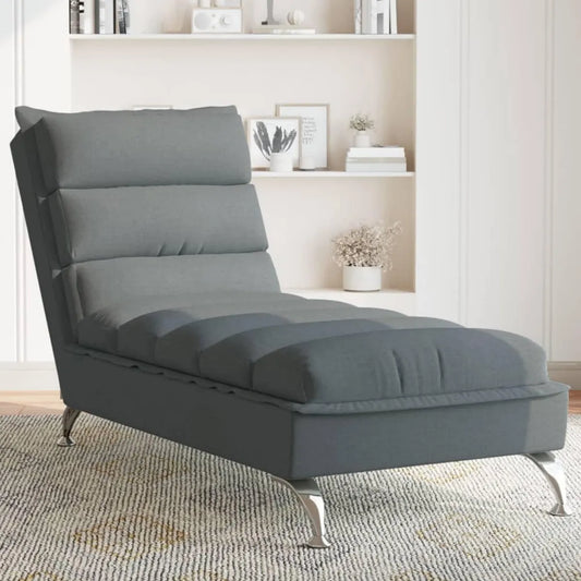 Chaise Longue de Jardin Gris Foncé avec Coussins, Relax Extérieur
