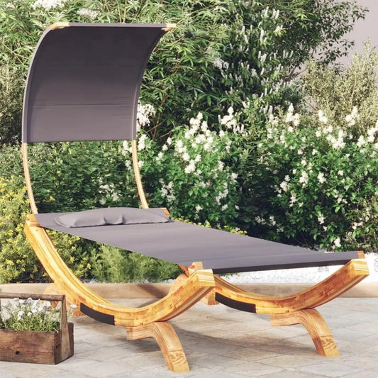 Chaise Longue en Bois Courbé avec Auvent 100x200 cm Anthracite