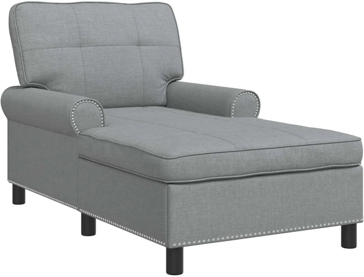 Chaise Longue Moderne en Tissu Gris Clair avec Coussin - Confort et Élégance pour le Salon
