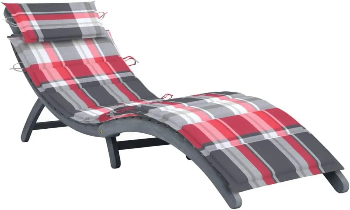 Transat de jardin en bois d'acacia massif gris pour piscine et terrasse