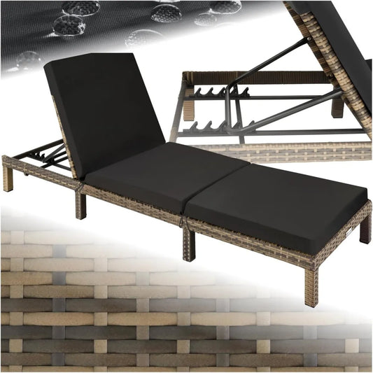 Chaise Longue de Jardin en Résine Tressée avec Dossier Réglable - Mobilier Extérieur Résistant