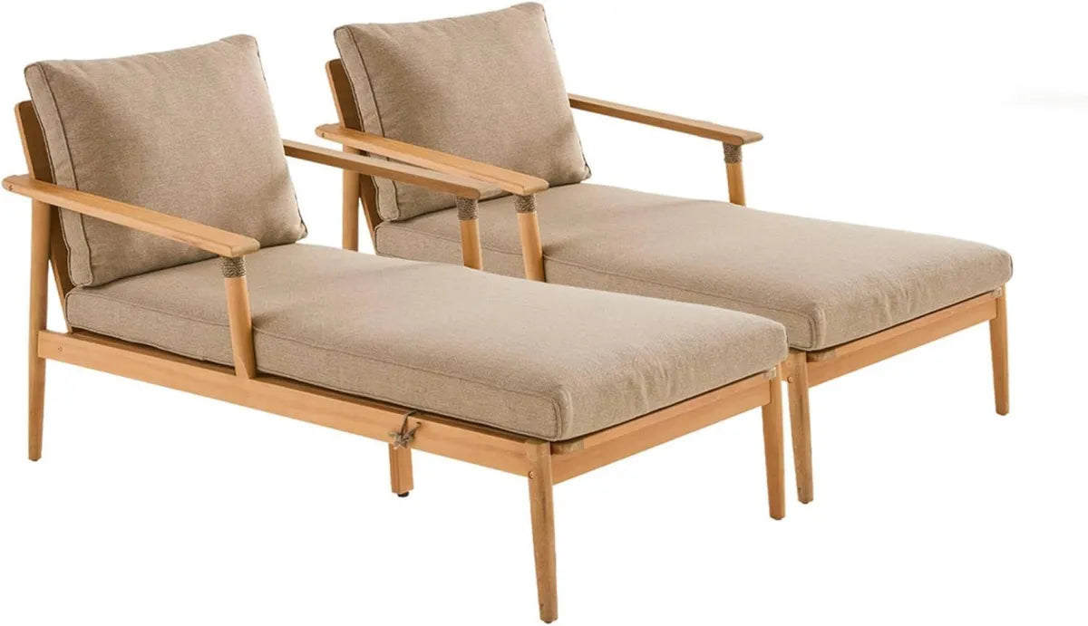 Chaise Longue en Acacia et Corde Marron - Ensemble de Deux Cordelia