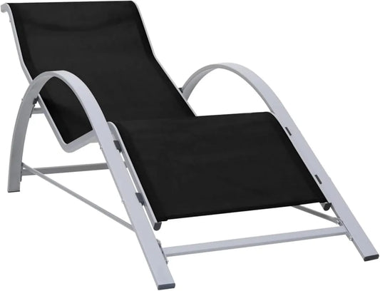 Chaise Longue Inclinable en Aluminium Noir pour Jardin et Piscine