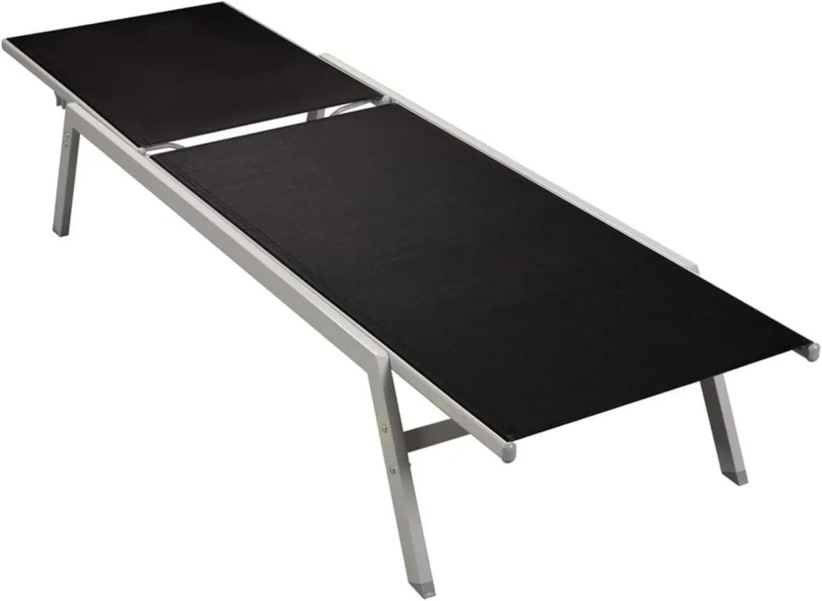 Transat de Jardin Inclinable en Acier et Textilène Noir pour Extérieur