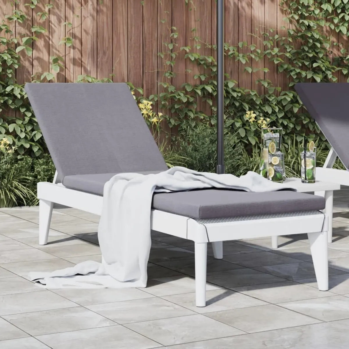 Chaise Longue Réglable Extérieure Blanc pour Jardin et Piscine