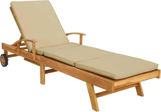 Chaise Longue en Teck avec Coussin Imperméable, Style Moderne pour Extérieur