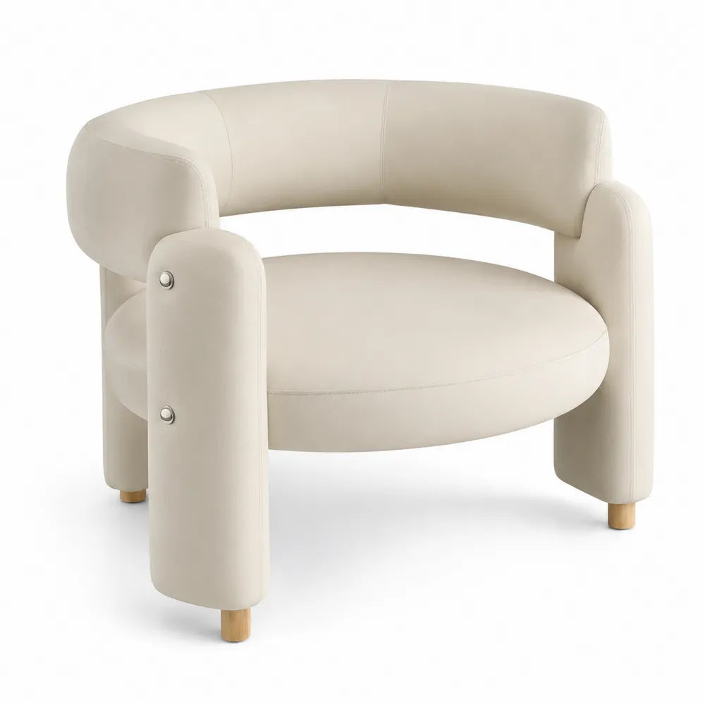 Chaise en cuir synthétique Beige avec pieds en bois