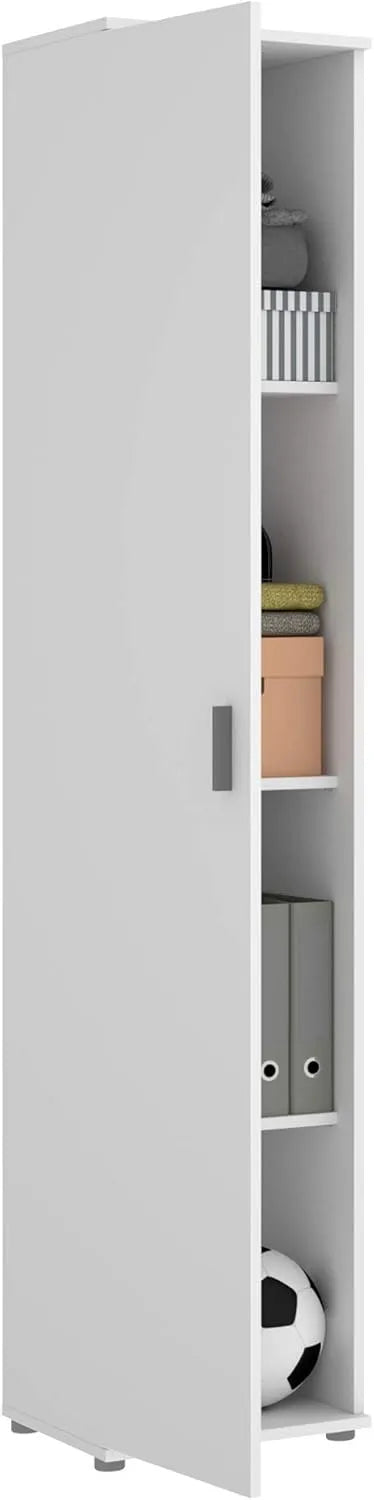 Armoire de rangement: RIMOBEL, en bois, 1 Porte, 39 × 190 × 35 cm, blanc