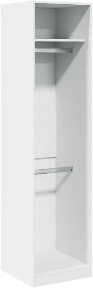 Armoire-penderie et garde-robe de rangement: en bois, avec rangement, 50 × 50 × 200 cm, blanc
