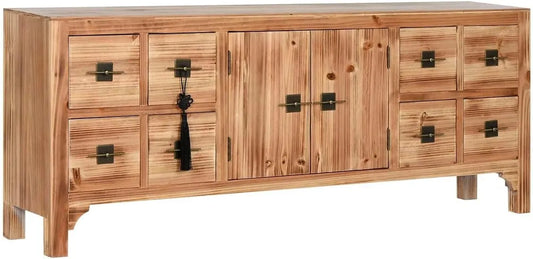 Meuble TV et banc télévision Noir Naturel Sapin Bois MDF 130 x 24 — en bois, 130 × 24 × 51 cm
