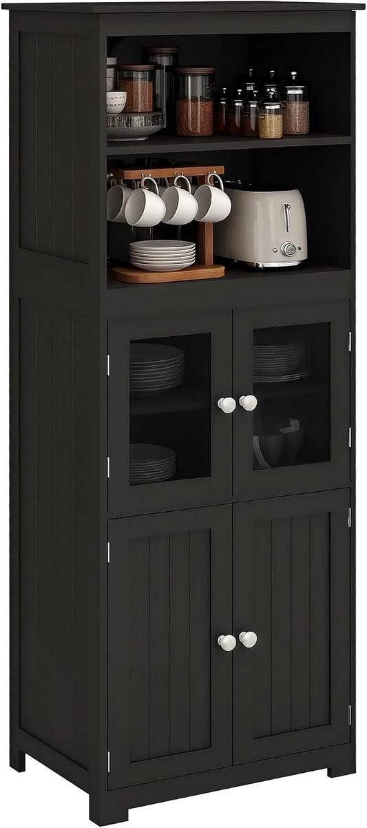 HOMCOM Armoire de rangement – avec rangement, réglable, 4 Portes, 2 Portes, 30P, noir