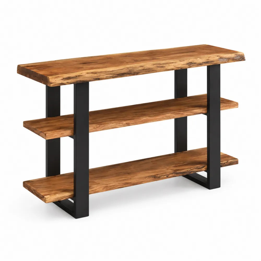 Console en bois de chêne et métal 120x30x80 cm