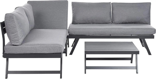 Salon de jardin et ensemble lounge — avec coussins, en aluminium, 5 Places, gris
