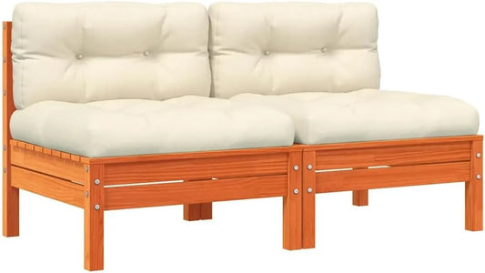 Canapés de Jardin sans Accoudoirs Coussins 2 pcs – en bois, avec accoudoirs, avec dossier, avec coussins, 2 pièces, en bois massif