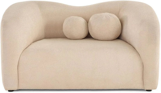 Canapé – Droit, 2 Places, beige, revêtement en velours