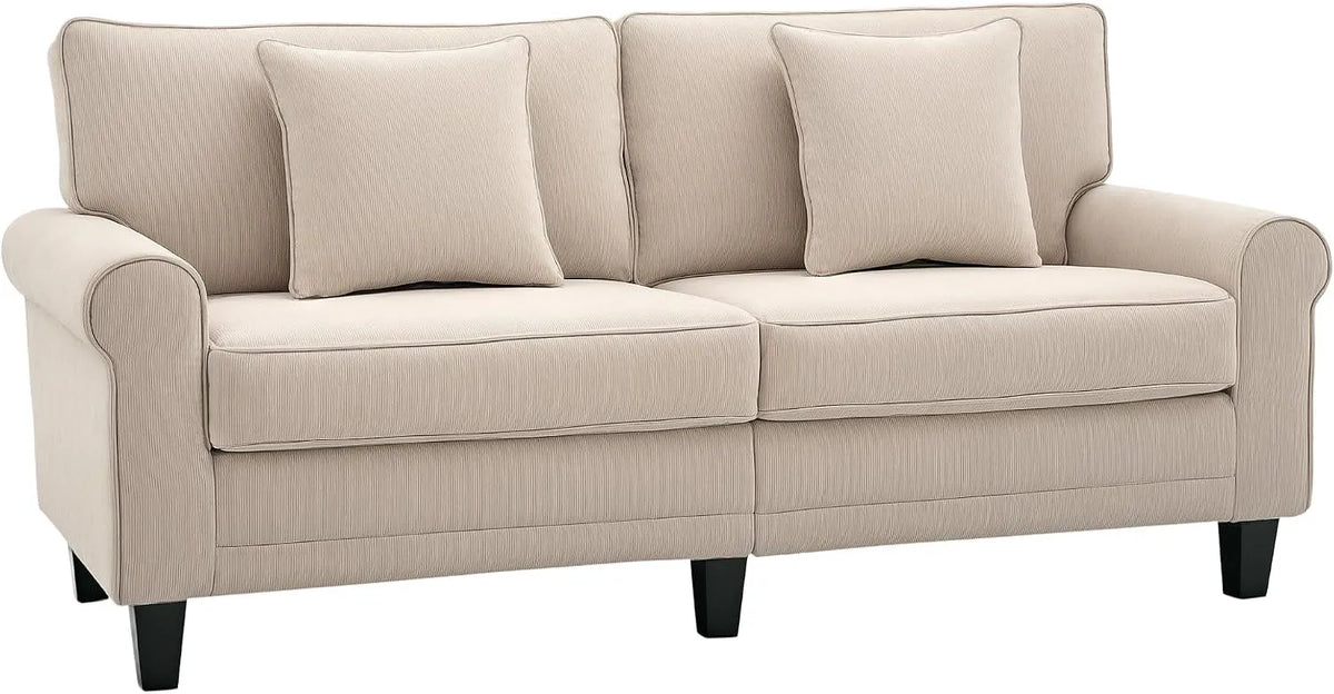 HOMCOM Canapé: Salon, en velours côtelé, revêtement en tissu, en bois, avec accoudoirs, 3 Places, 197 cm, en bois massif